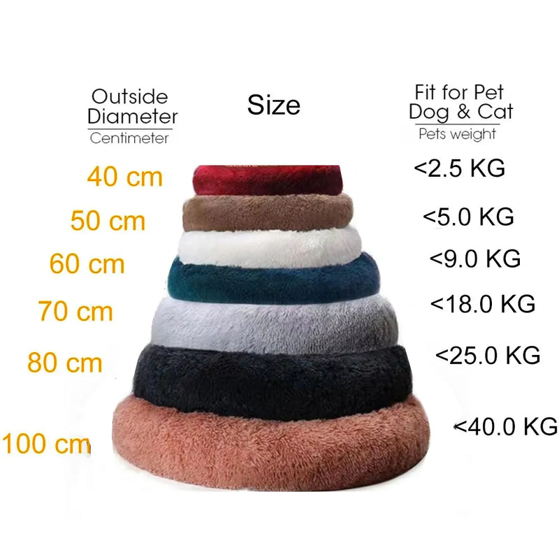 Cama DONUT de pelúcia para animais de estimação, acessórios grandes e médios, canil fofo, pequenos e filhotes, produtos laváveis para gatos e cães