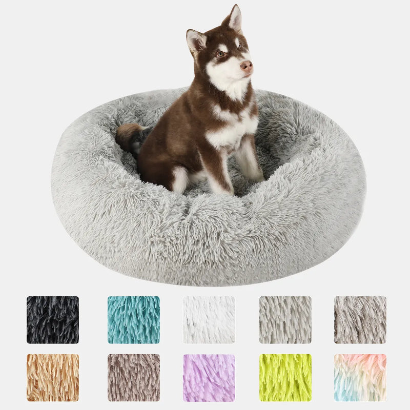 Cama DONUT de pelúcia para animais de estimação, acessórios grandes e médios, canil fofo, pequenos e filhotes, produtos laváveis para gatos e cães