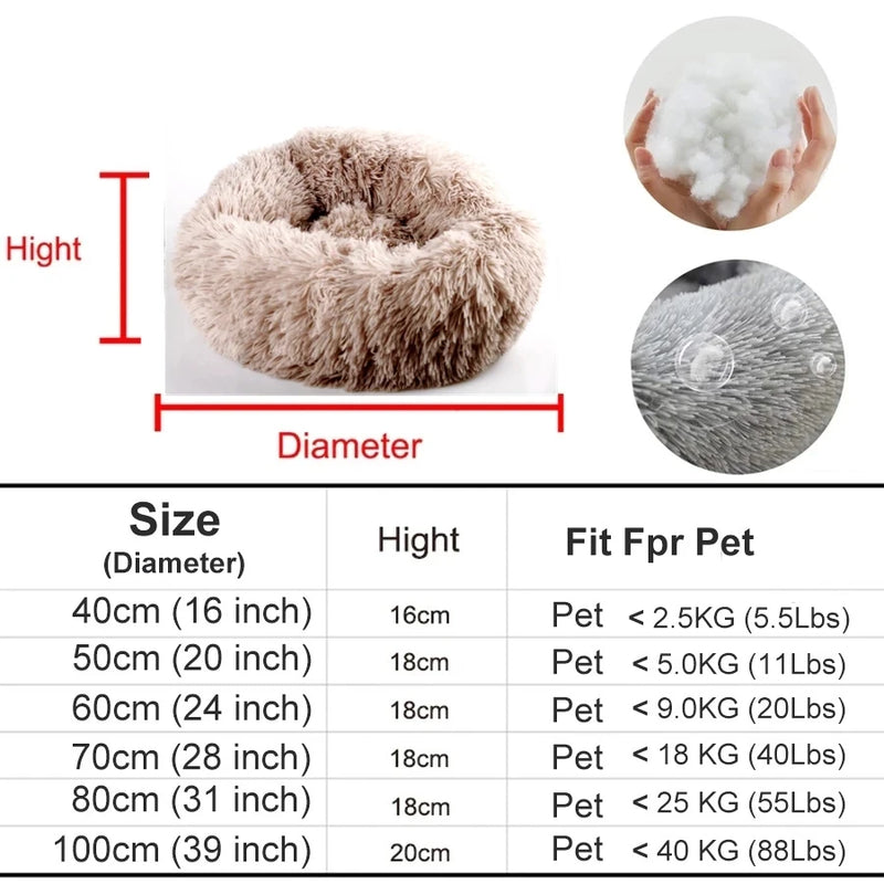 Cama DONUT de pelúcia para animais de estimação, acessórios grandes e médios, canil fofo, pequenos e filhotes, produtos laváveis para gatos e cães