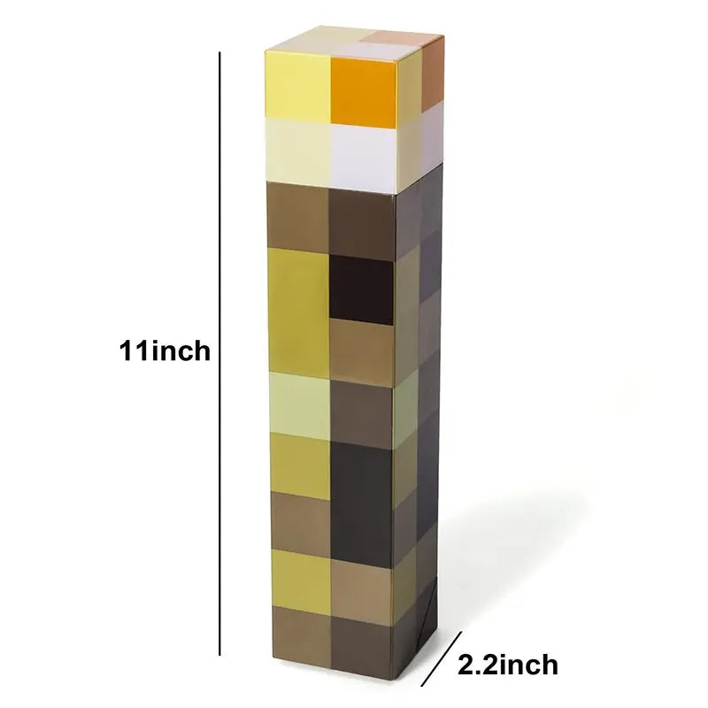 TOCHA DO MINECRAFT ,Brownstone com LED e fivela, designe de tocha, lâmpada, quarto luz decorativa, carregamento USB, 11 ", presente ideal para crianças