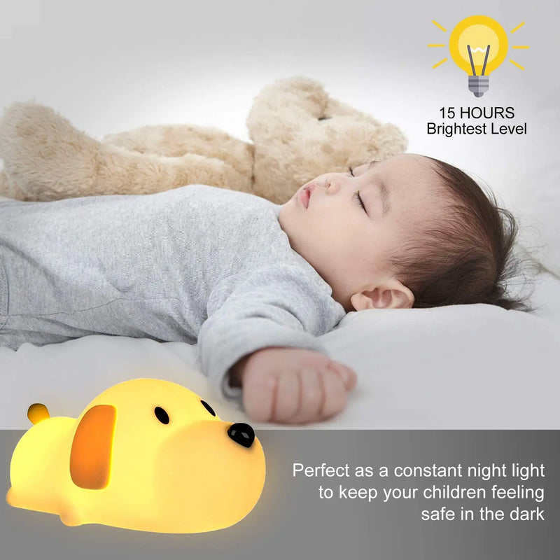 Cachorrinho de Silicone com LED Papa Puppy, Lâmpada de cachorro com sensor Touch no nariz do animal para regular o nível da luz. Lâmpada de Crianças para decoração do Quarto, Presentes de Aniversário e muito mais