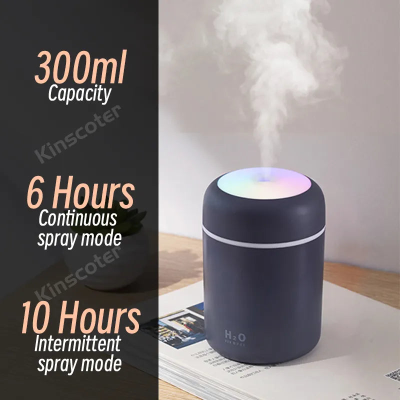 300ml Umidificador de ar H2O portátil mini usb difusor de aroma com névoa fria para cozinha,quarto , casa ,carro e plantas