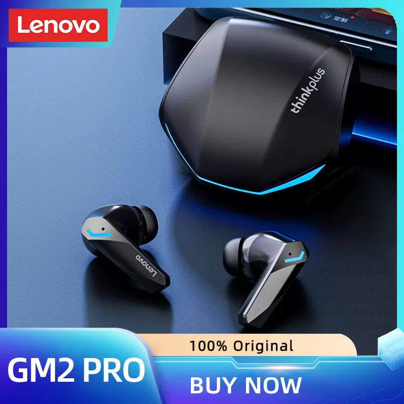 Original Lenovo GM2 Pro 5.3 Fone de ouvido Bluetooth sem fio. Fones de ouvido de baixa latência HD ,chamados de fones de ouvido para jogos de modo duplo com microfone