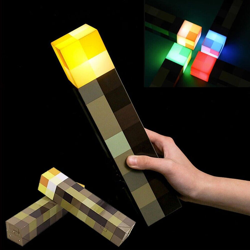 TOCHA DO MINECRAFT ,Brownstone com LED e fivela, designe de tocha, lâmpada, quarto luz decorativa, carregamento USB, 11 ", presente ideal para crianças